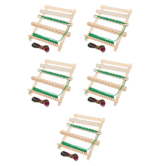Masteelf 5 Sets DIY Weaving Loom Portable Handmade Knitting Machine Wooden Frame Craft Weaving Tool for Yarn and Bracelet Creative Weaving Toy
