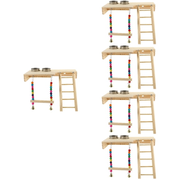 Masteelf 5 Sets of Parrot Standing Platform Parrot Cage Accessory Wooden Platform for Bird Perch
