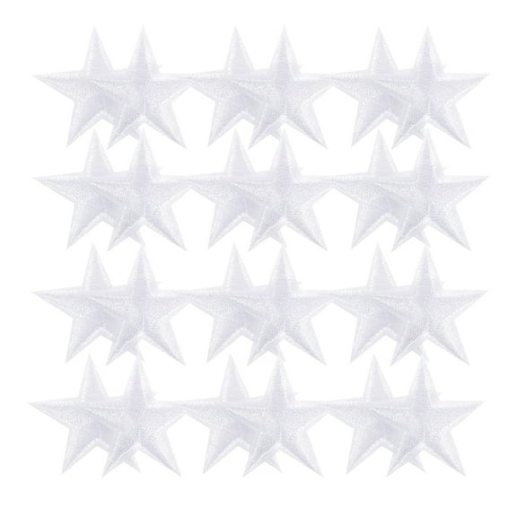 Masteelf 50 Pcs Embroidery Patches Star Embroidery Patch 3.00X3.00X0.10CM White