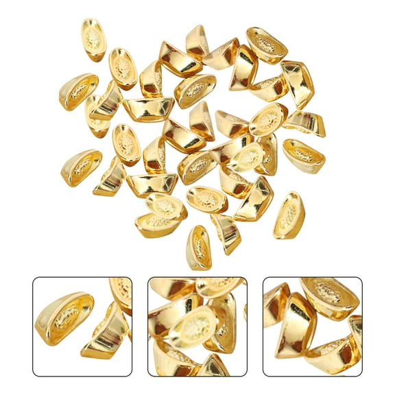 Tofficu 50pcs Mini Feng Shui Golden Yuan Bao Ingots Chinese New Year Ornaments for Dollhouse Micro Landscape Scene Accessories Home Office Decor