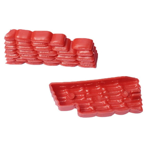 Masteelf 50pcs Plastic Soldier Scenario Accessory Kit Model Building Sandbag Bunker Scene Device for Kids Red Random Style