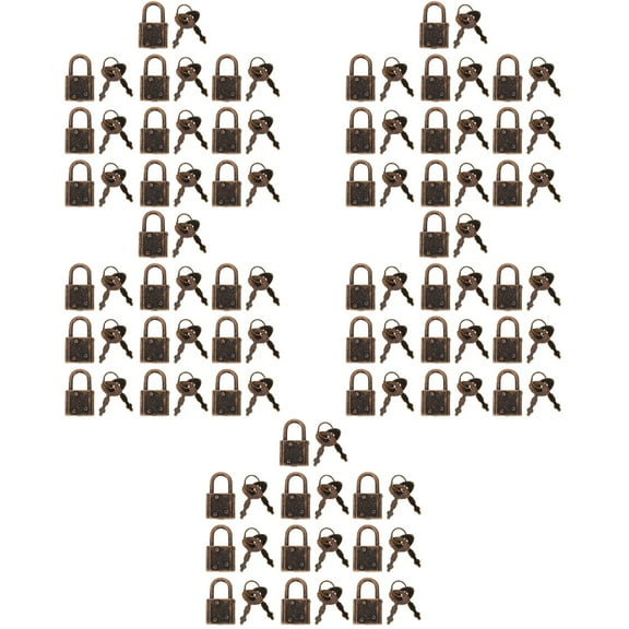 Masteelf 50 Pcs Vintage Padlocks Retro Furniture Ring Latches Suitcase Locks with Keys