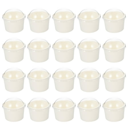 Masteelf 50 Sets Disposable Yogurt Bowl Paper Ice Cream Cups Bowls Lidded Cake Bowls