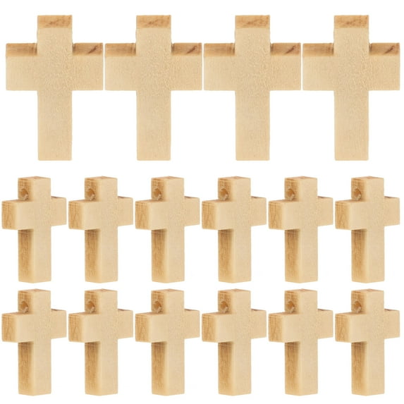 Masteelf 50 Wood Unfinished Cross Pendants DIY Cross Charms Cross Cutouts Slics Natural Wood Cross Beads for Crafts Jewelry Making Projects