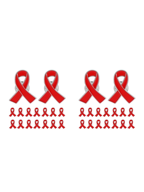 50 pcs Red Ribbon Awareness Brooch Pins for Health Prevention Charity Events Decorative Women Brooches Badge for Jackets Hats Backpacks