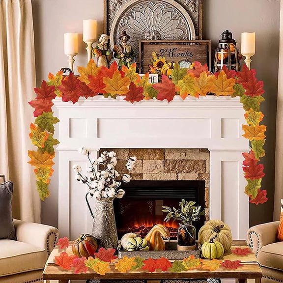 IDEANATEGRATE Fake Leaves Decor Multi Colored Family Autumn Wedding 500Pcs 3.14X3.14X0.04In