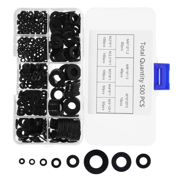 Masteelf 500 Pcs Plastic Insulated Flat Washers 2.00X2.00X0.20CM Black