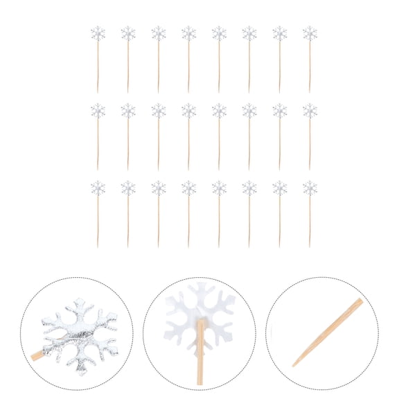 Masteelf 50Pcs Silver Snowflake Cake Toppers Paper Decor for Christmas Parties and Festive Occasions