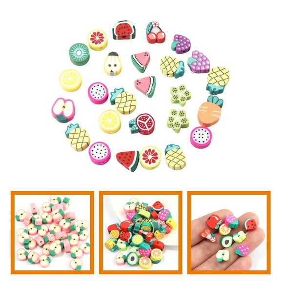 Masteelf 50pcs Assorted Color Polymer Clay Fruit Beads for Jewelry Making Crafts with 4mm to 15mm Size
