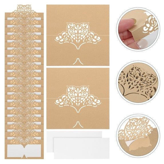 Masteelf 50pcs Light Brown Iridescent Paper Place Cards for Wedding Elegant Table Name Cards