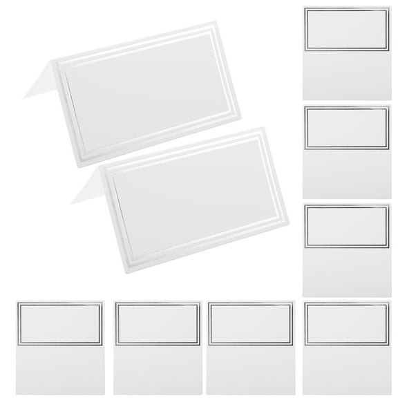 Masteelf 50pcs Silver Tented Place Cards for Weddings Elegant Design Easy to Write Paper Table Cards