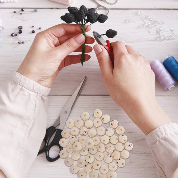 Masteelf 50pcs Round Wooden Smile Face Beads for Kids Crafts, Jewelry Making, Party Decor, and Creative Art Projects