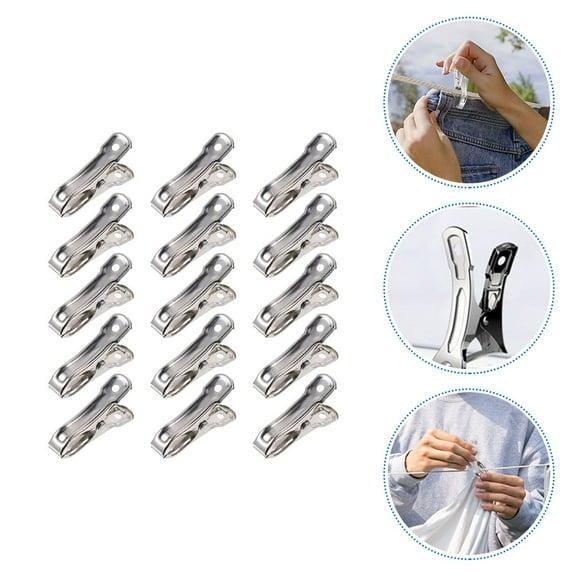 Masteelf  55 Pcs Hanger Clip Outdoor Clothes Dryer Drying Rack Silver