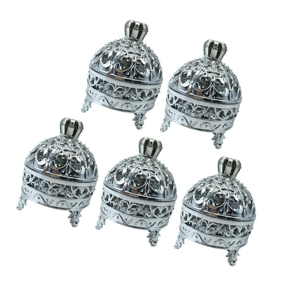 Masteelf 5PCS Round Crown Shape Candy Storage Boxes Plastic Creative Gift Boxes Containers for Birthday Wedding Party (Silver)