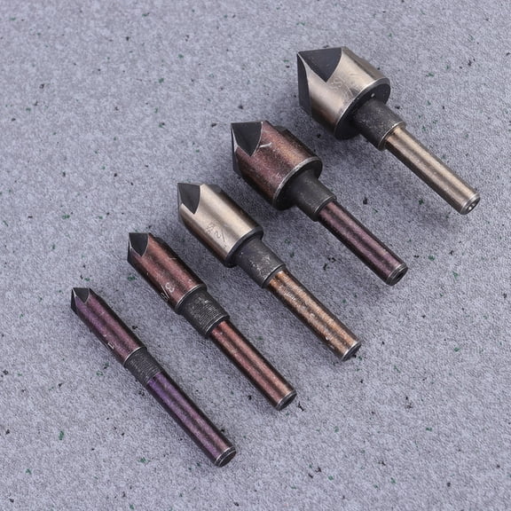 Masteelf 5Pcs 82 Degree Carbon Steel Round Handle Carpenter's Five-Edged Chamfer Woodworking Hole Opener (Plastic Bag Pack)