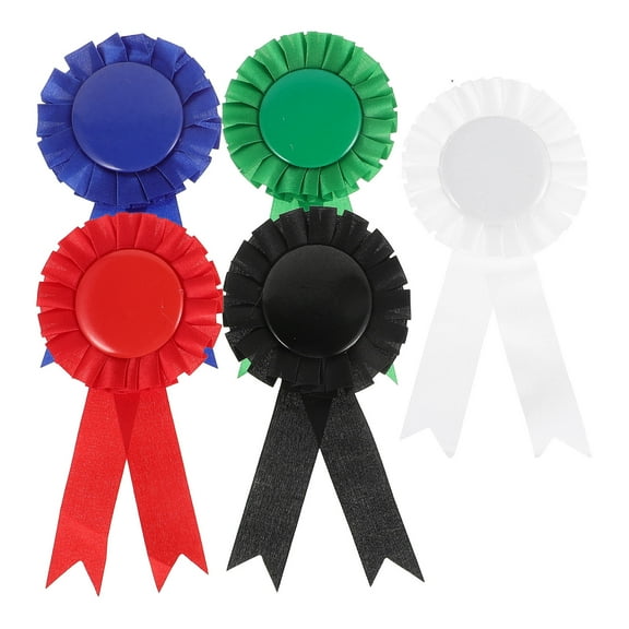 Masteelf 5Pcs Blank Achievement Awards Rosette Ribbon Award Medals Tinplate Badge Ribbon Recognition Ribbons Pin for DIY Party Favor
