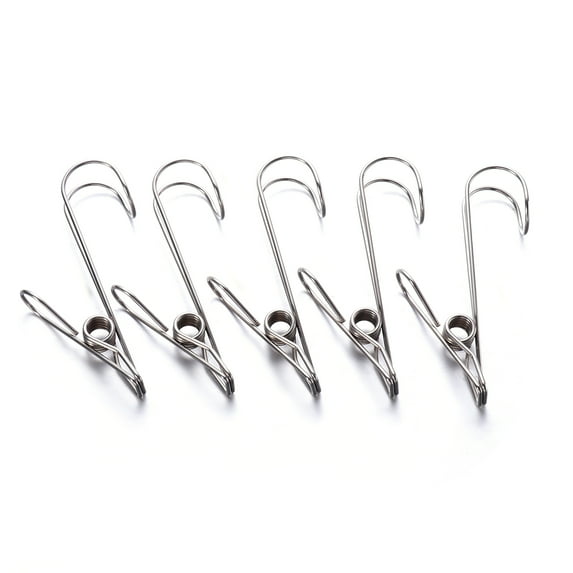 HEATSHAKING 5Pcs Metal Clips Clothes Pins Clamps Household Items Laundry Silver