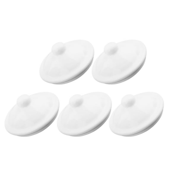 Masteelf 5-Pack Universal White Enamel Tea Mug Lids Replacement, Ceramic Teapot Covers, Kettle Lid Caps for Cups and Water Mugs