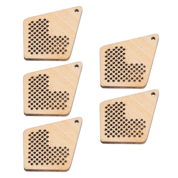 Masteelf 5Pcs Wooden Cross Stitch Chips DIY Gift Wooden Chip Pendant Mini Cross-stitch Board