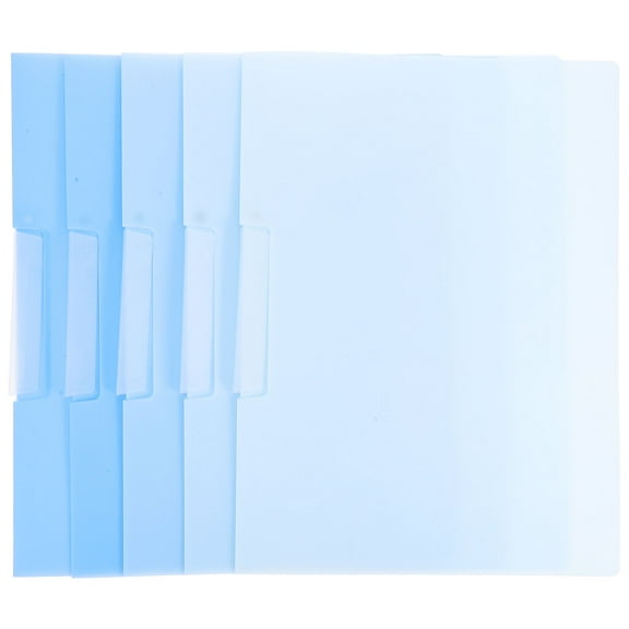 Masteelf 5pcs A4 Rotating Side Open Buckle File Folder Clipboard with Snap Button Heavy Duty Document Organizer Plastic Project Folders Pockets for Home Office School Travel Blue