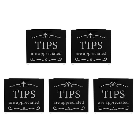 Masteelf 5pcs Acrylic Tips Box for Money, Donation Tip Holder for Bartender Bars Restaurants Musicians Money Storage Container Suggestion Box Raffle Cash Box