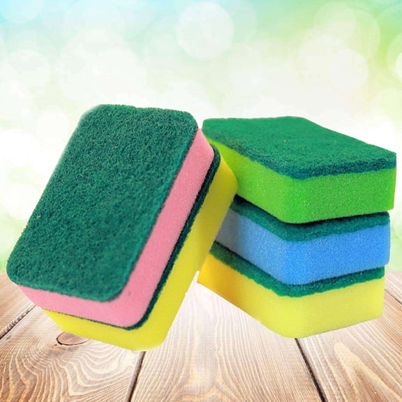 Masteelf 5pcs Emery Sponge Scouring Pad Kitchen Dishwashing Sponge Cleaning Pad Sponge Cloth (Mixed Color)