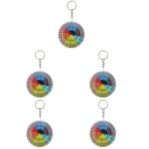 Masteelf 5pcs Emotions Wheel Keychain Set, Feelings Wheel Pendant Craft Charms for Mood Tracking and Emotional Awareness