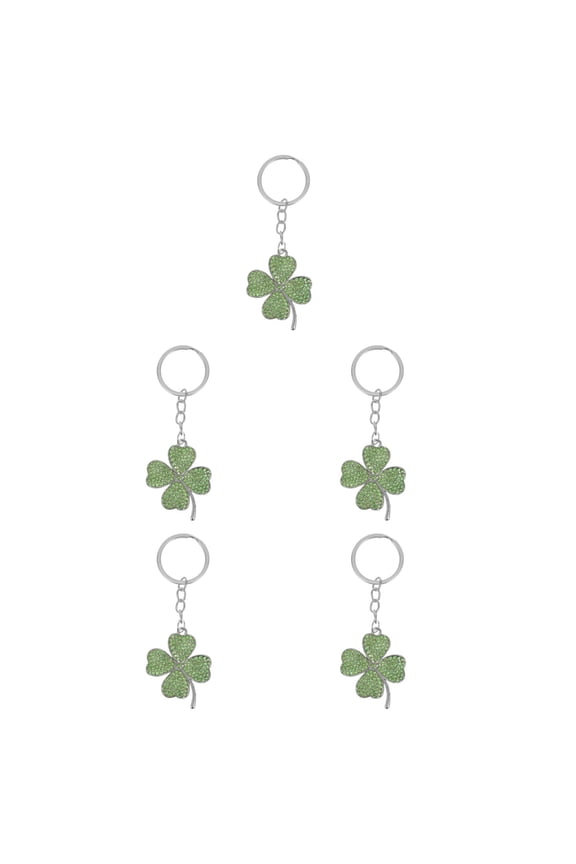 5pcs Four Leaf Keychain Lucky Irish Shamrock Keyring Purse Bag Hanging Pendant Good Luck Charm St. Patrick'S Day Decoration For Friends And Family