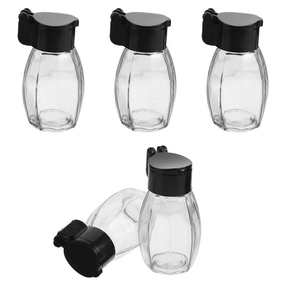 Masteelf 5pcs Glass Spice Jars Transparent Shakers Small Glass Pepper Containers With Airtight Lids Multi Spice Storage Bottles