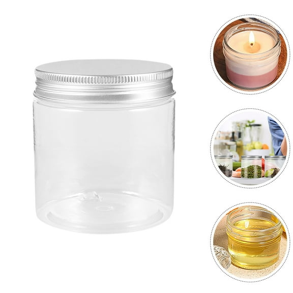 Masteelf 5pcs Mini Clear Plastic Jars with Silver Aluminum Lids Wide Mouth Jar 250ml for Easy Filling and Dispensing for RV Kitchen Spice Storage