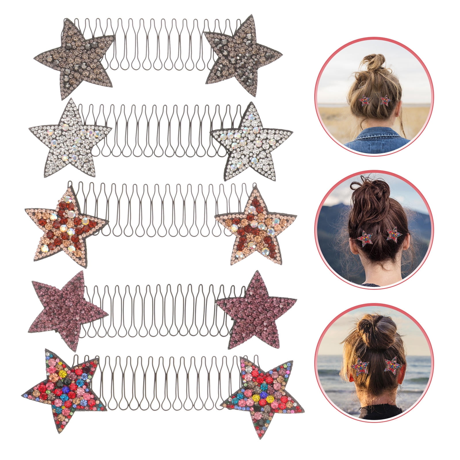 Masteelf 5pcs Rhinestone Hair Combs for Women Accessories High ...
