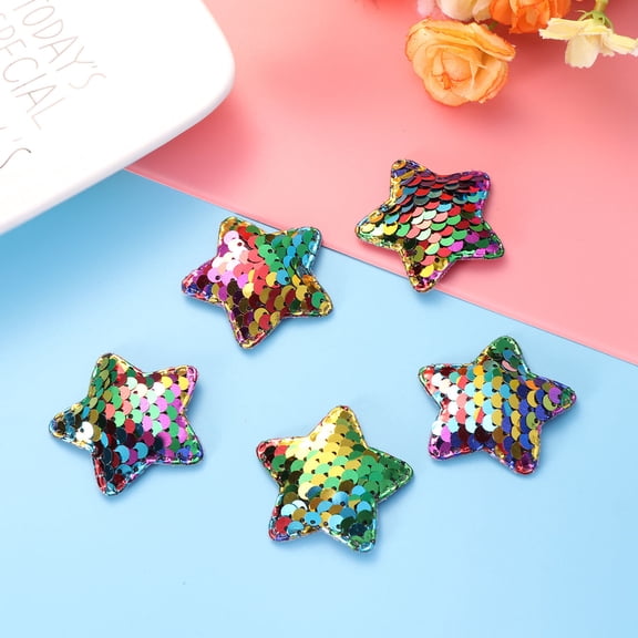 Masteelf 5pcs Sequin Stars Mermaid Scale Decoration Crafts Supplies DIY Accessories for Clothing Headdress (Colorful)