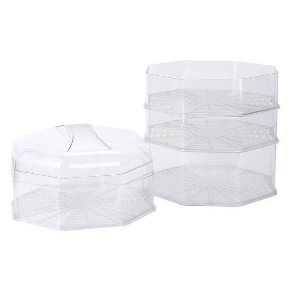 OFFIGAM 5pcs Transparent Round Dish Cover Keep Clean Food Net Cover for Plates Home 13.410.210.2in