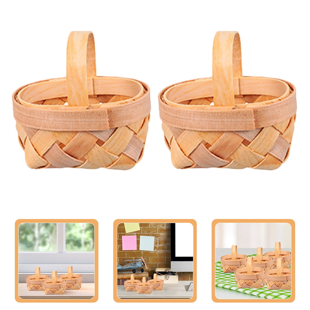 Mini Buskets Masteelf Khaki Mini Wooden Baskets Portable Storage for Doll House 5pcs ...