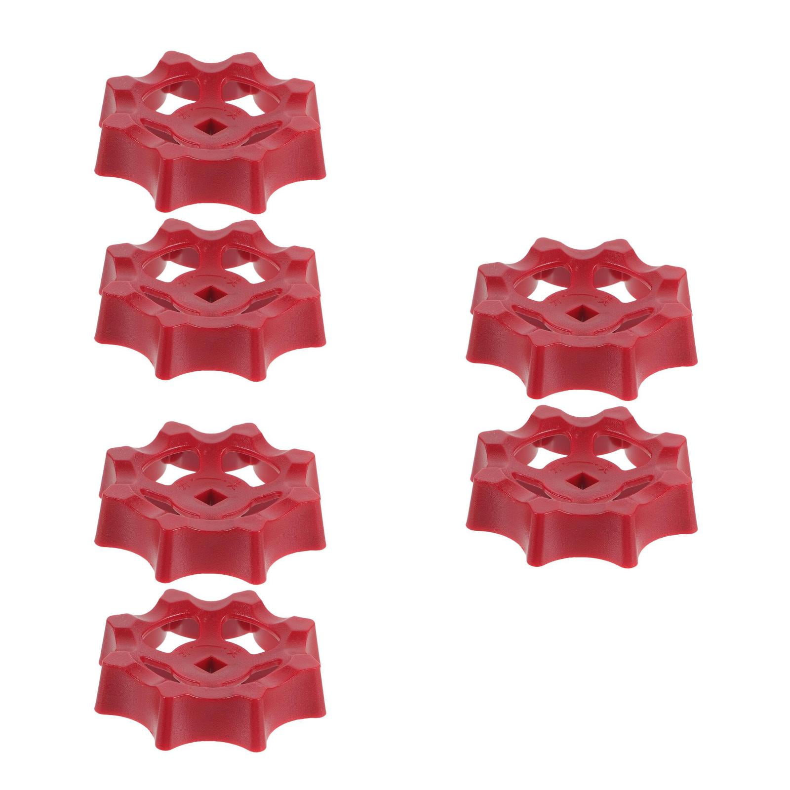 3PCS Outdoor Water Faucet Handle Set, Rustproof Cast Steel, 6mm & 7mm Square Hole, Red