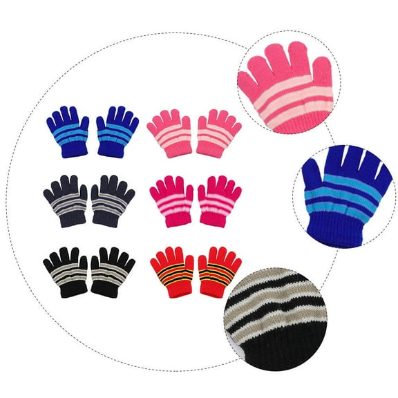 Masteelf  6 Pairs Fleece Warm Gloves for Girl Child Children's