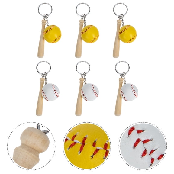 Masteelf  6 Pcs Bat Keychain for Sports Fans Baseball Lovers Child