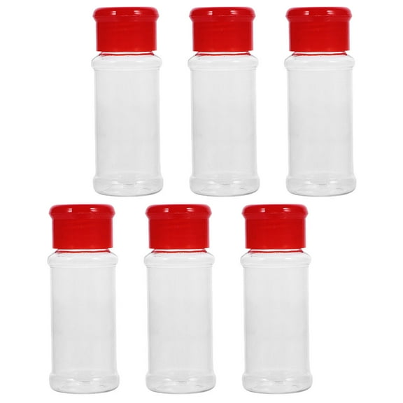 Masteelf 6 Pcs Castor Spice Bottle Salt Shaker Pepper Spices Jars Red