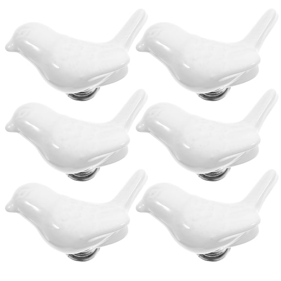 Masteelf  6 Pcs Ceramic Handle Cabinet Knobs Dresser Drawers Child White