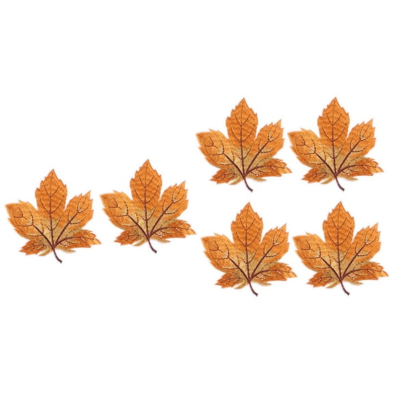 Masteelf 6 Pcs Cloth Maple Leaf Patch Embroidered Patches Child 8.00X7.00X0.10CM Golden