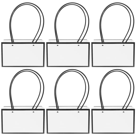 Masteelf 6 Pcs Floral Packaging Bags Paper Flower Basket Reusable Handheld White