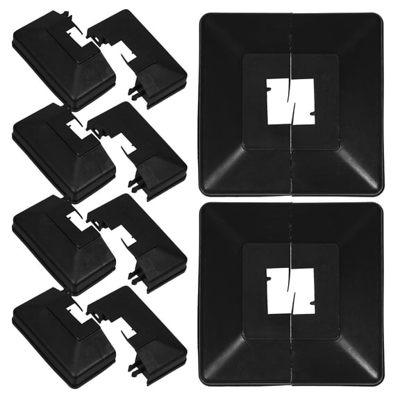 Masteelf  6 Pcs Guardrail Plastic Bottom Cover Deck Post Base Fence Toppers Black