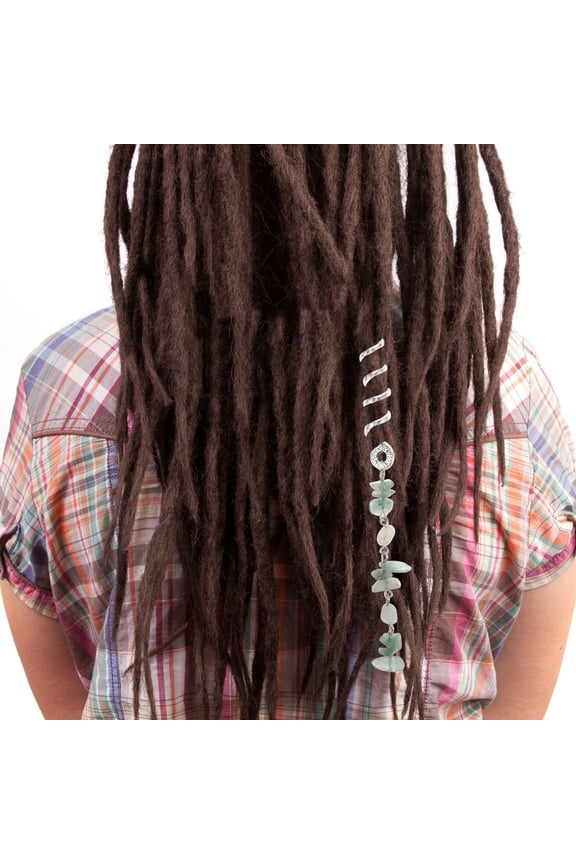 6 Pcs Hair Accessories Set for Braids and Dreadlocks with Boho Pendants, Hair Ropes, Charms, Braiding Cuffs, and Rave Decorations