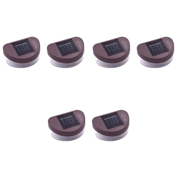 Masteelf 6 Pcs  Pathway Light Solar Powered Stairs Fence Garden Security Lamp Outdoor Waterproof Light-White Light (Brown)