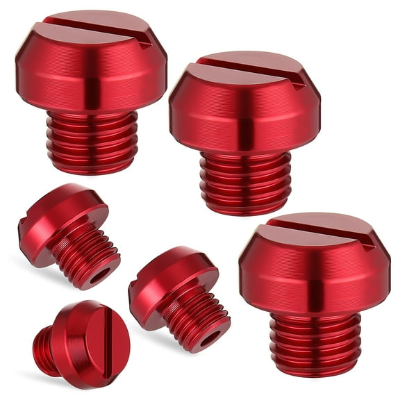 Masteelf 6 Pcs Rear View Mirror Screws Motorcycle Hole Plugs Motorbike Red