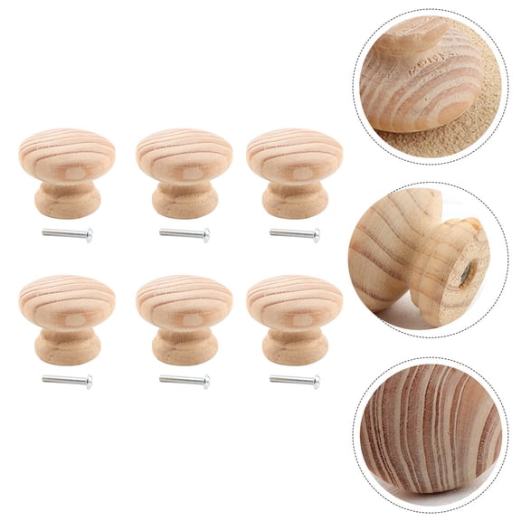 Masteelf 6 Pcs Solid Wood Handle Barn Door Handles Rustic Decor Retro