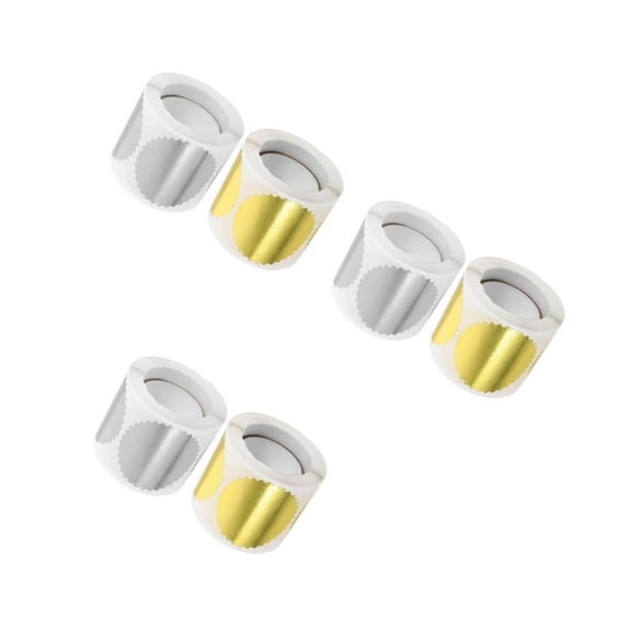 Masteelf 6 Rolls Embossed Gold Seals Notary Seal Embosser Gold Foil Stickers For Certificates Silver Metallic Seals Envelope Seal Stickers For Weddings And Corporate Use