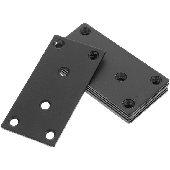 Masteelf  6 Sets Metal Fixed Connecting Plate Flat Brackets for Wood Black
