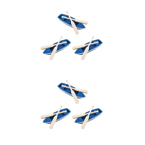 Masteelf 6 Sets Miniature Rowboat with Paddles Model Mediterranean Rowboat Ornament