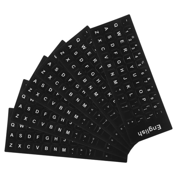 Masteelf 6 Sheets English Language Keyboard Stickers Laptop Keyboard Decals With White Lettering